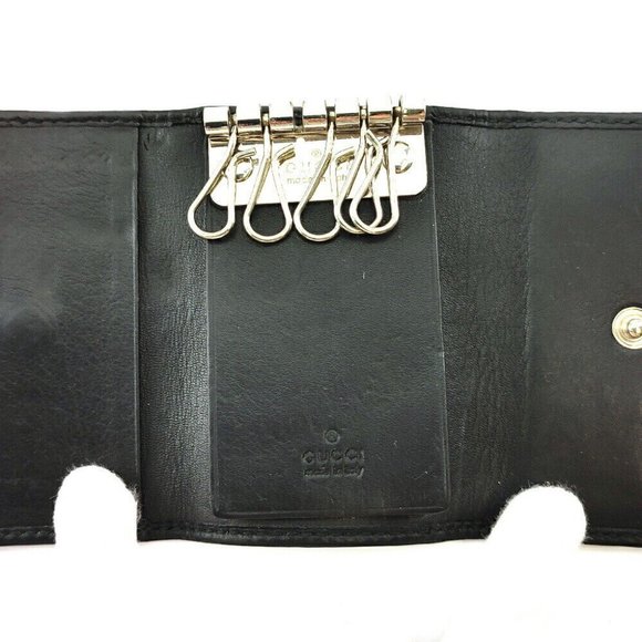GUCCI Key Case Logo Plate Leather Authentic USED - Picture 8 of 10